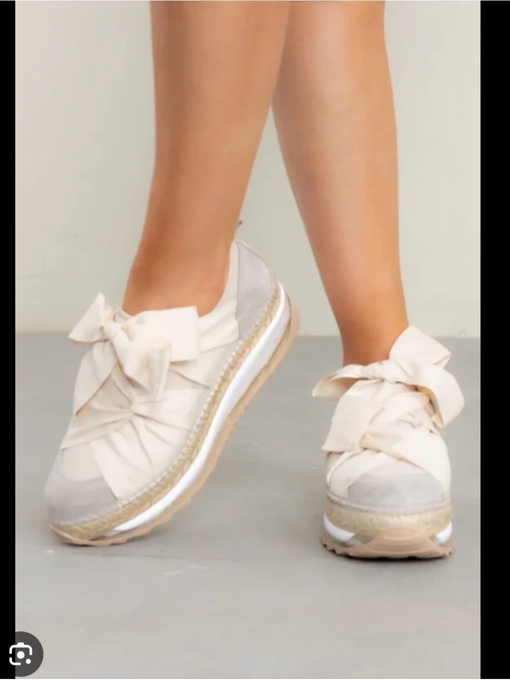 Free People Neutral Beige Ribbon Espadrille Platform Sneakers - Women